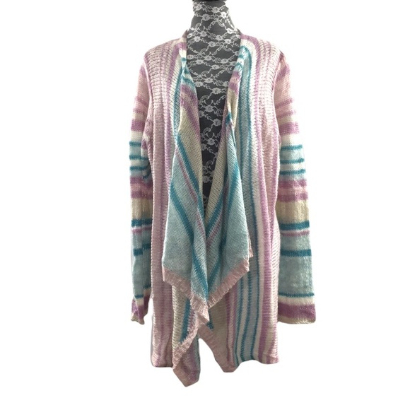 Lane Bryant Blue Purple Striped Drape Cardigan Sweater Womens 18/20 Cozy - Picture 1 of 12